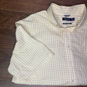 EUC Mens Nautica Button Down Short Sleeved Plaid Shirt - Size XXL